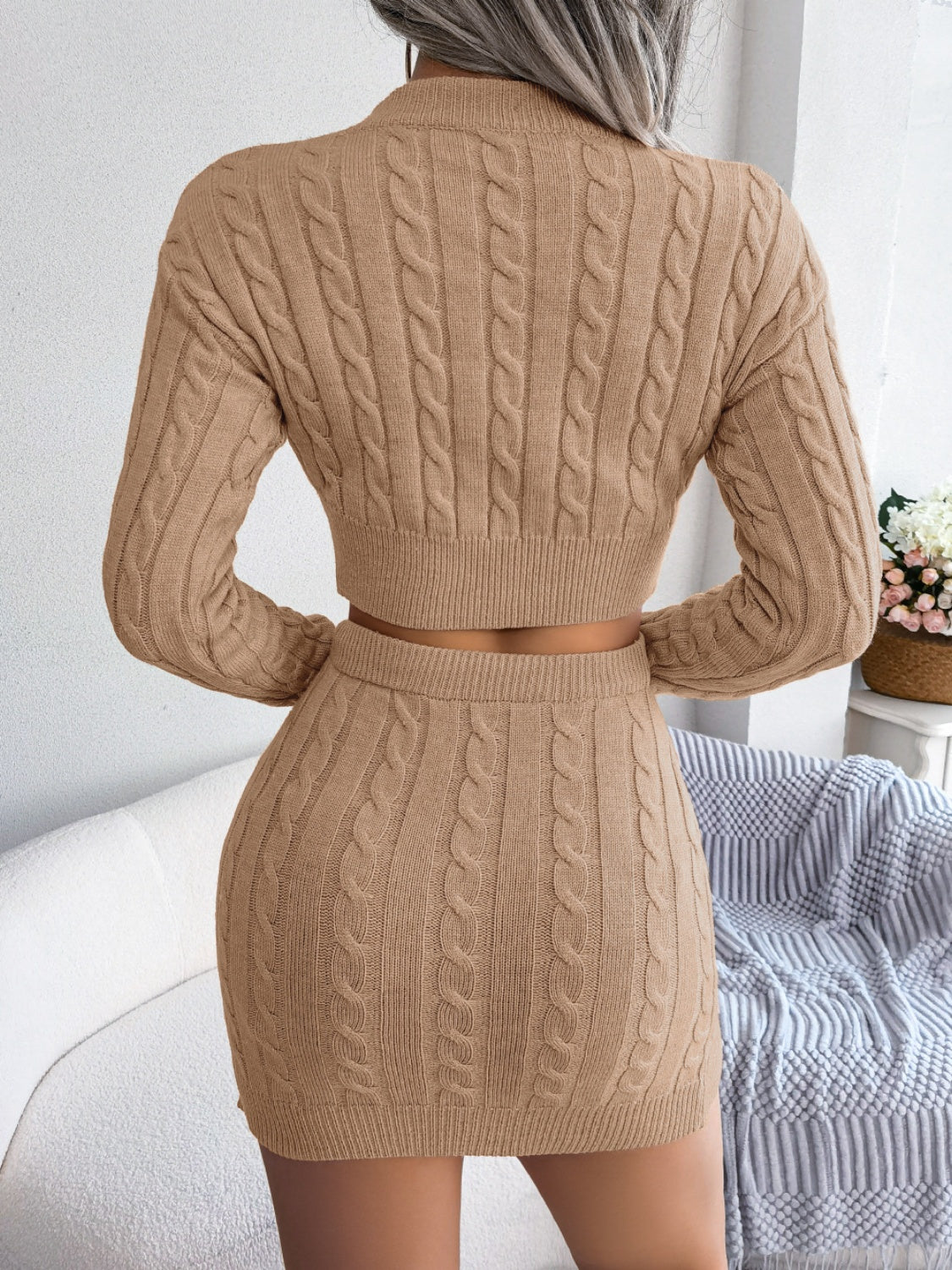 Chic & Cozy Cable-Knit Sweater Set β Effortless Elegance in Every Stitch!