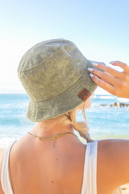 Terry Cloth Bucket Hat - Olive