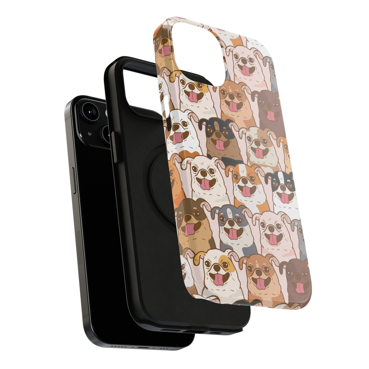 Happy Pug iPhone Case, iPhone 13-15
