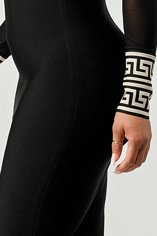 Femme Fatale Contrast Print Bandage Dress - Athina Collection