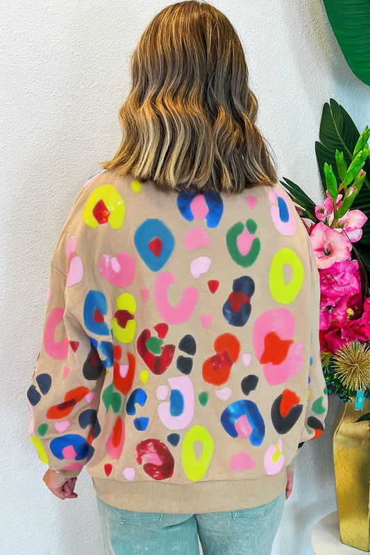 🎨 Bold & Bright Multicolor Leopard Pullover