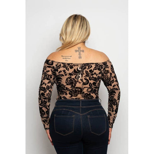 Lace Me Up Mocha Mesh Bodysuit