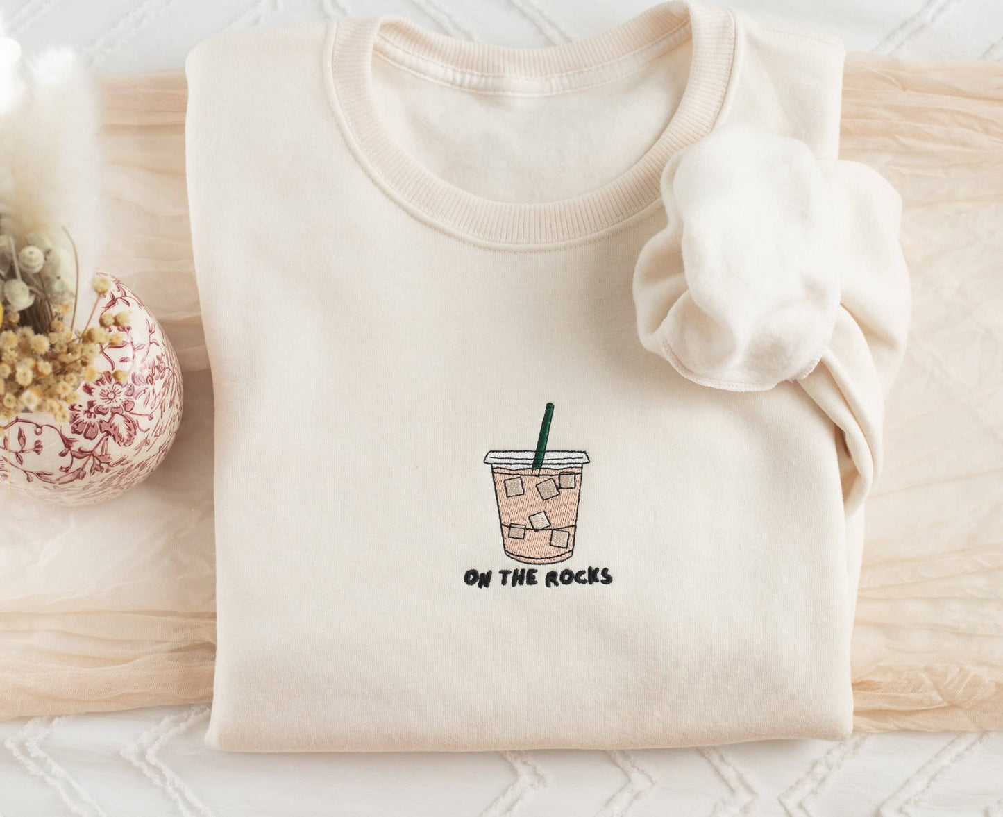 Embroidered On The Rocks Iced Coffee Sweatshirt