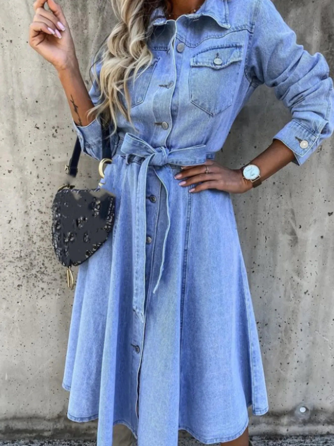 Full Size Tie Waist Button Front Denim Shirt Dress Plus Size Coco's Tee Boutique Full Size Tie Waist Button Front Denim Shirt Dress Plus Size Coco's Tee Boutique