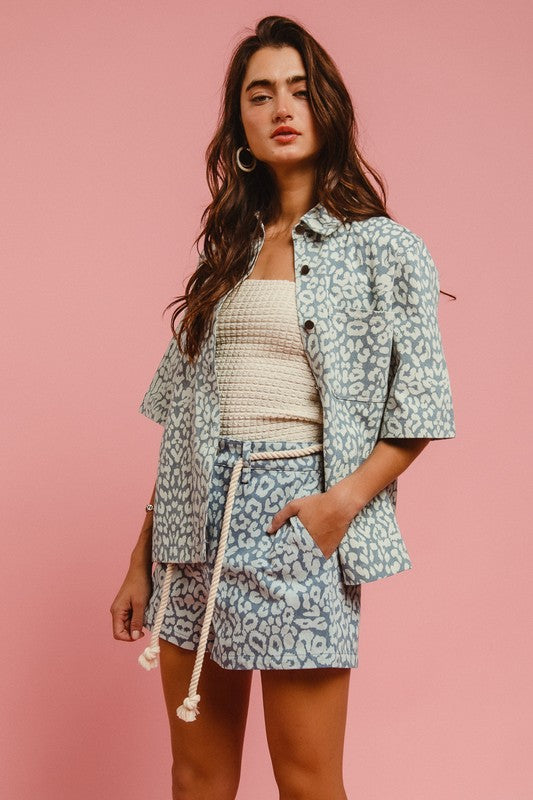 Wildly Chic Rope Belt Leopard Shorts