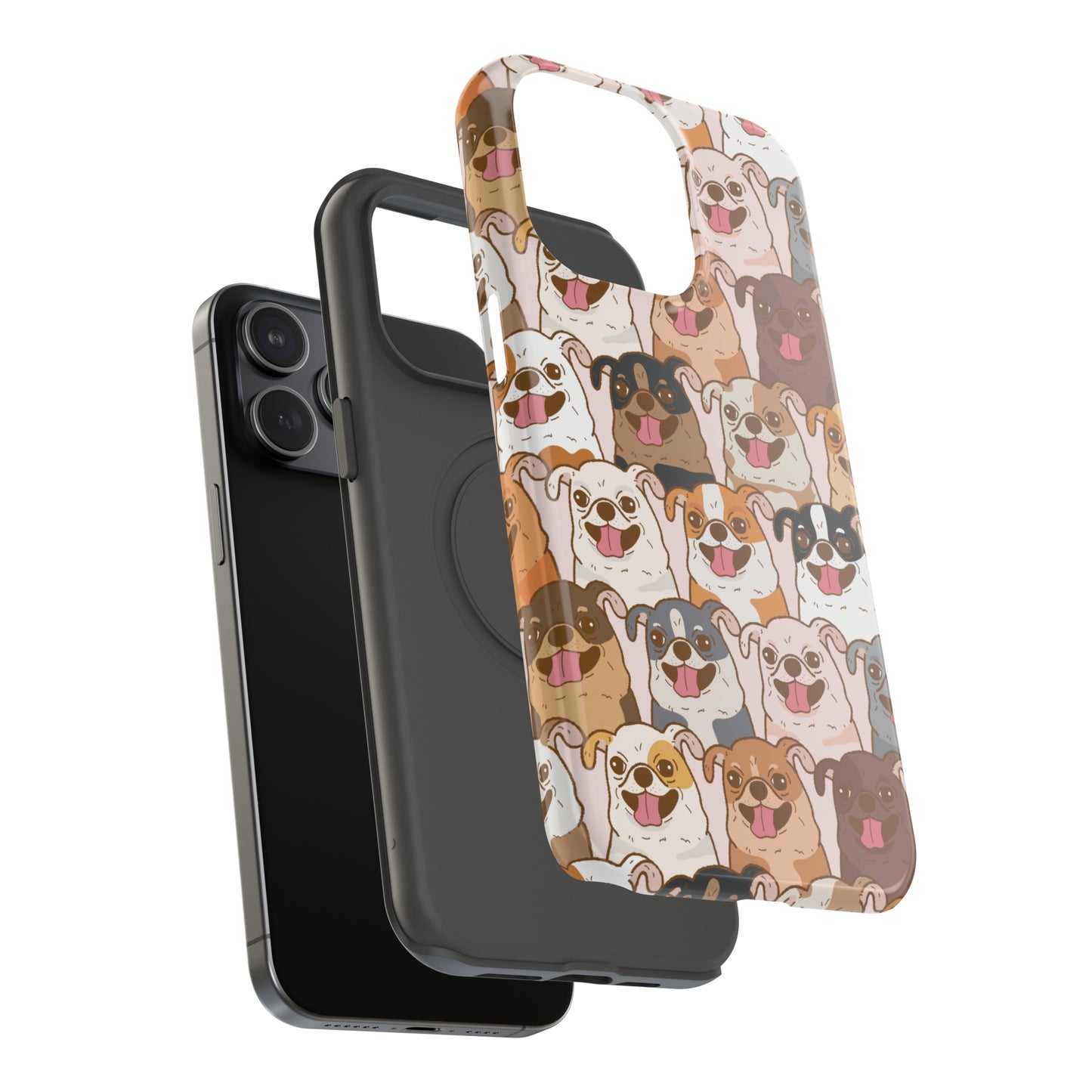 Happy Pug iPhone Case, iPhone 13-15