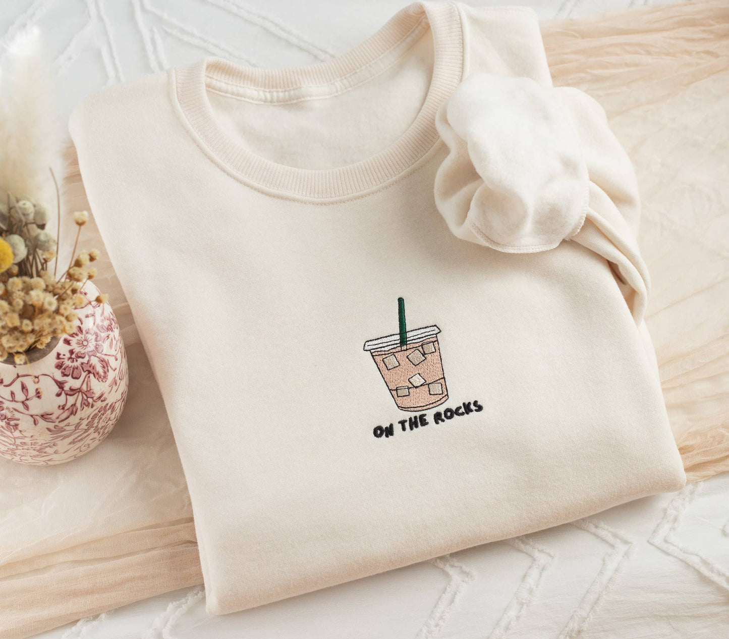 Embroidered On The Rocks Iced Coffee Sweatshirt