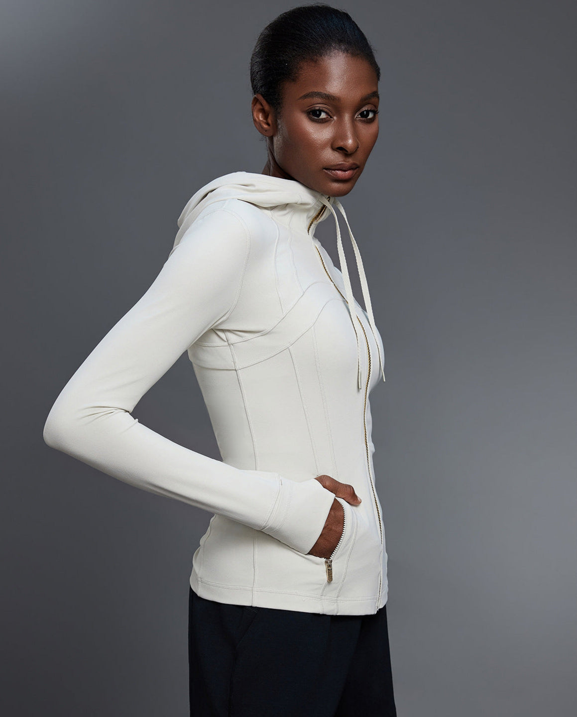 Yoga Slim Fit Hooded Sports Fitness Long Sleeved Jacket