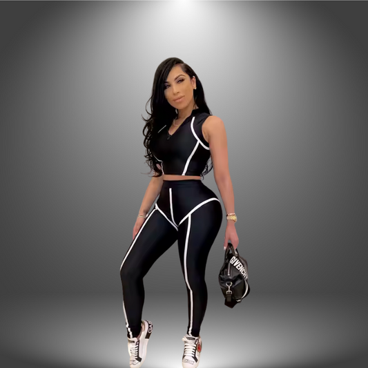 Midnight Luxe Two-Piece Legging Set – Sleek, Snatched & Unstoppable