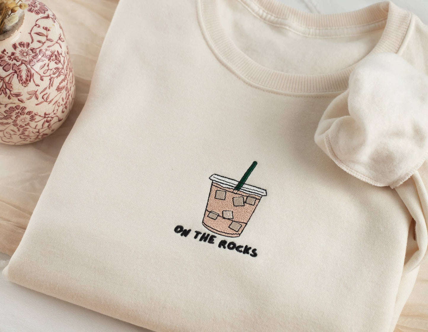 Embroidered On The Rocks Iced Coffee Sweatshirt