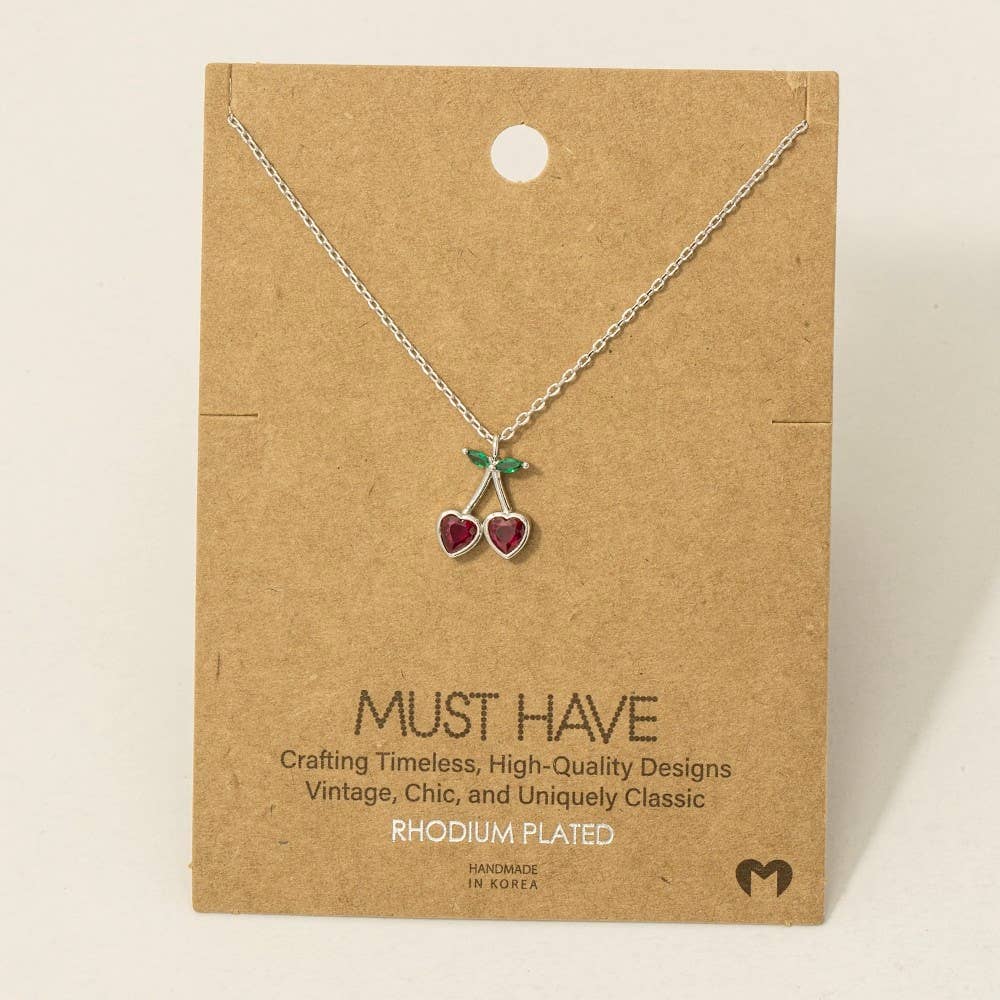Mini Cherry Heart Pendant Necklace