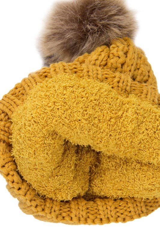C.C Luxe Fleece-Lined Beanie with Bold Faux Fur Pom