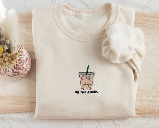 Embroidered On The Rocks Iced Coffee Sweatshirt