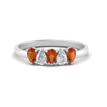 0.75 Carat 5 Stone Wedding Band Diamond Teardrop