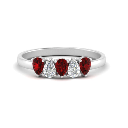 0.75 Carat 5 Stone Wedding Band Diamond Teardrop