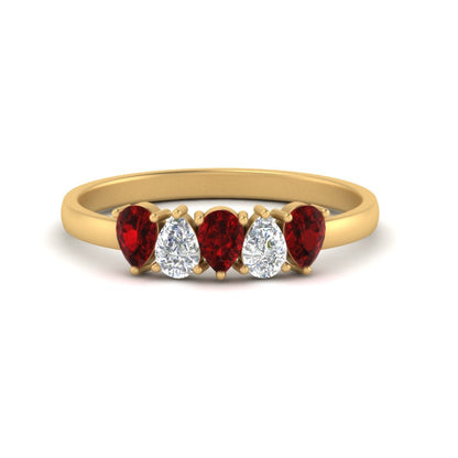0.75 Carat 5 Stone Wedding Band Diamond Teardrop