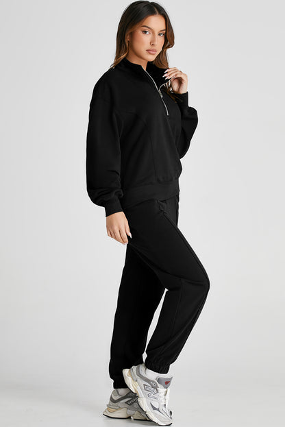 Sleek & Chill Two-Piece Half-Zip Jogger Set