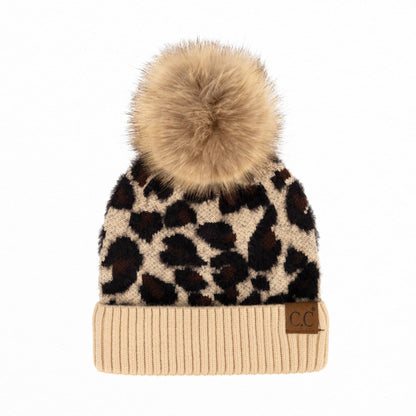 C.C Leopard Pom Beanie - Luxe Winter Style