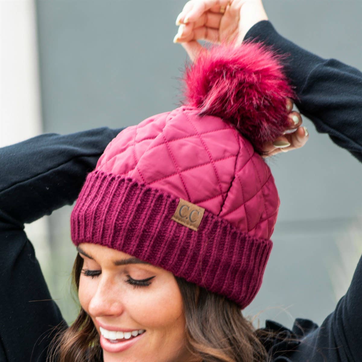 Snap & Slay Quilted Pom Beanie – The Perfect Blend of Cozy and Chic!