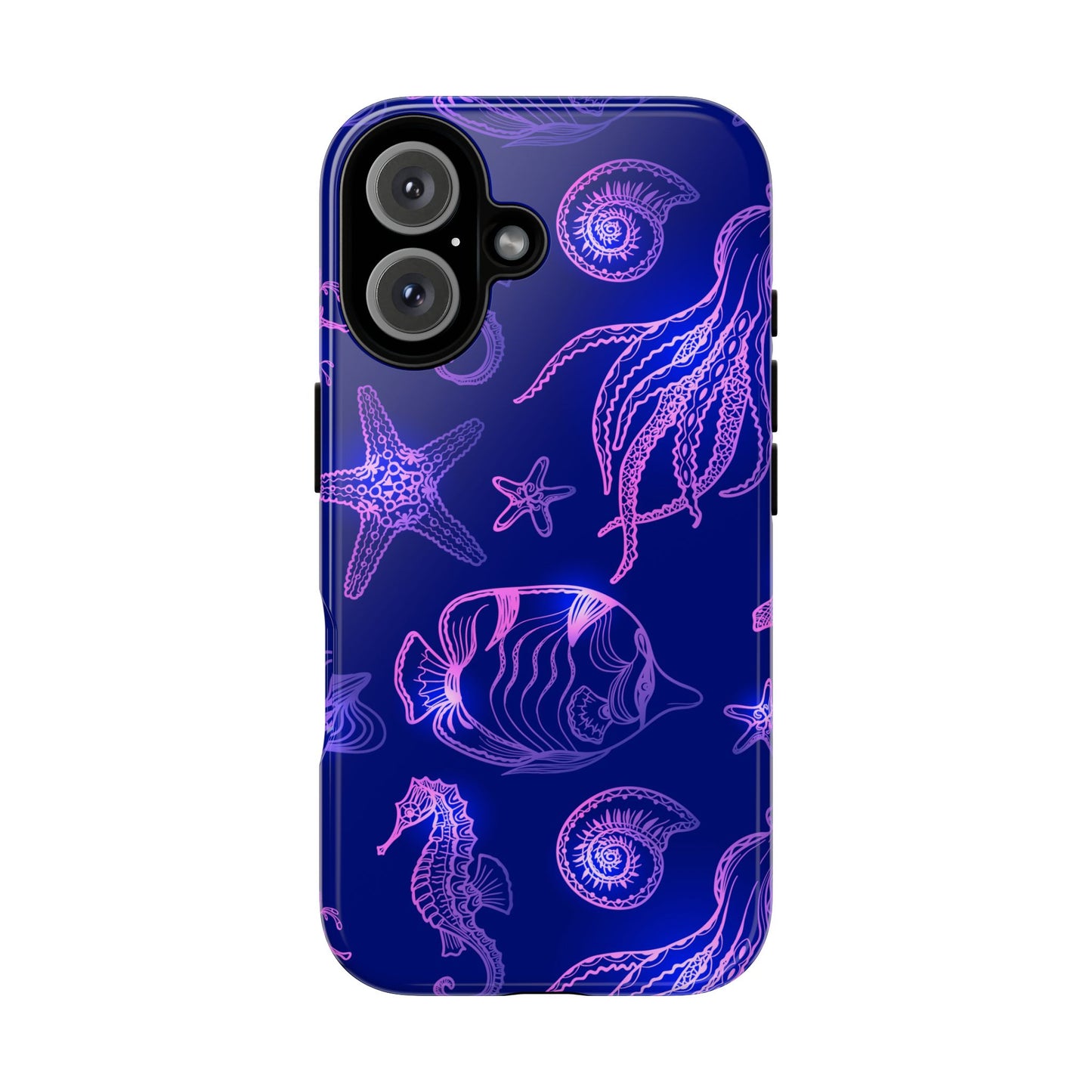 Ocean Glow Neon Sea Creatures Phone Case Dual Layer Shockproof Shield For Ocean Lovers