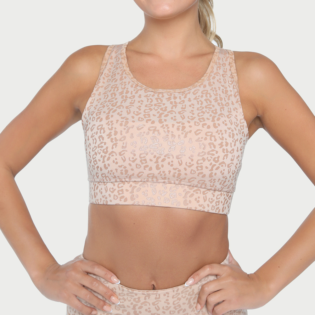 Metallic Cheetah Active  Sports Bra