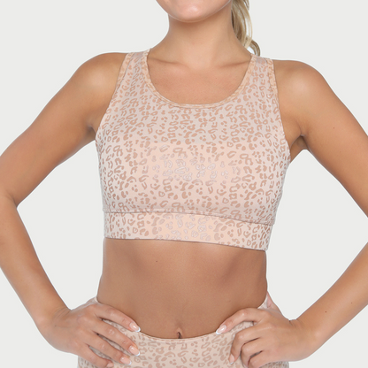 Metallic Cheetah Active  Sports Bra