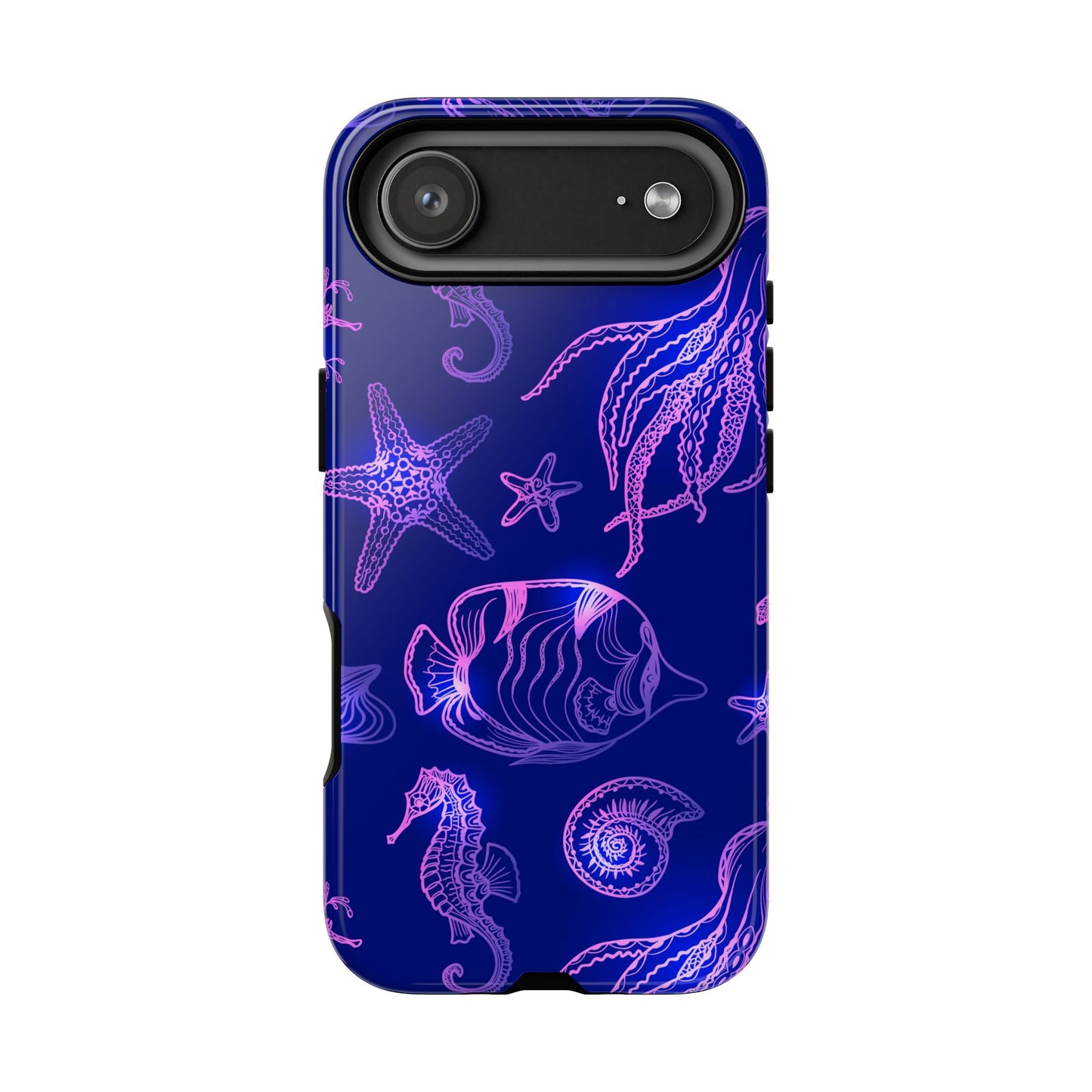 Ocean Glow Neon Sea Creatures Phone Case Dual Layer Shockproof Shield For Ocean Lovers