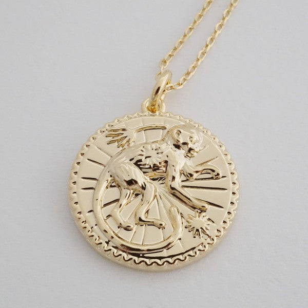 Chinese Zodiac Coin Necklace - Monkey