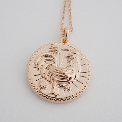 Chinese Zodiac Coin Necklace - Rooster