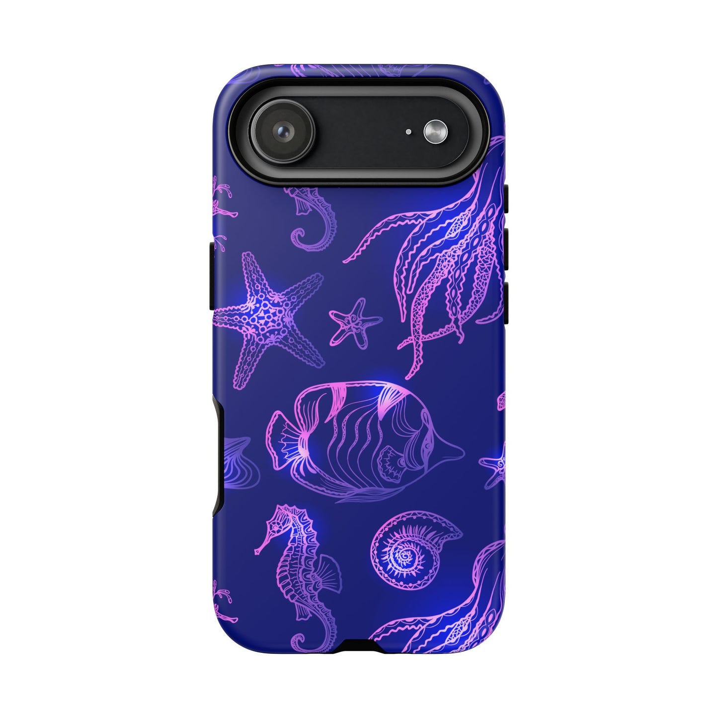 Ocean Glow Neon Sea Creatures Phone Case Dual Layer Shockproof Shield For Ocean Lovers