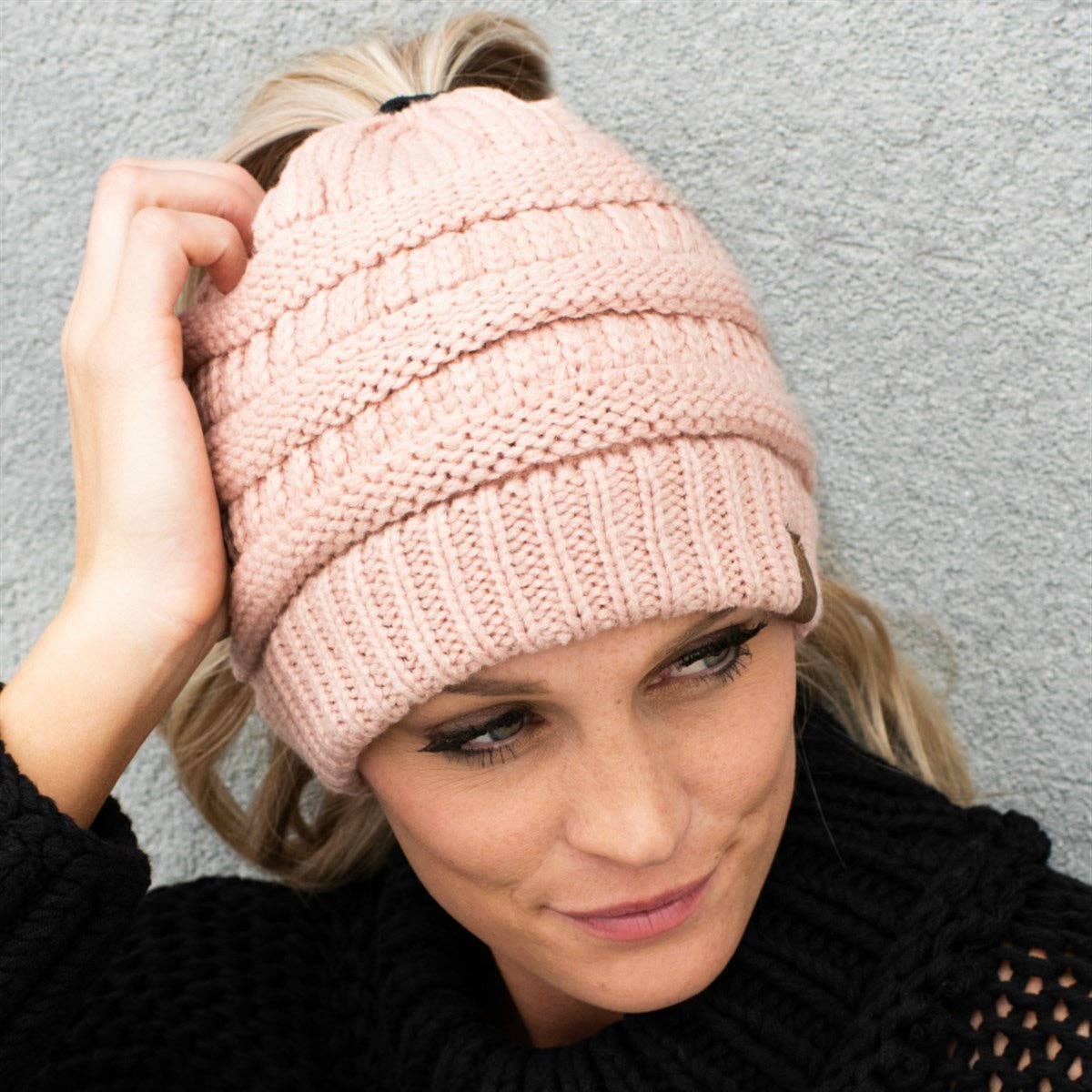 C.C Ponytail Beanie - Messy Bun & Ponytail Friendly