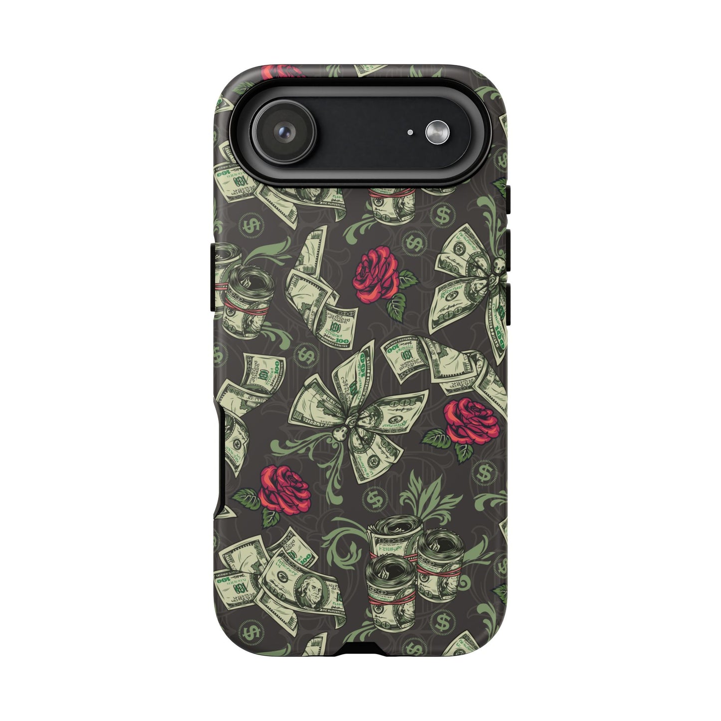 Money And Roses Tough Phone Case For Bold Urban Style Enthusiasts Dual Layer Protection With Cash And Rose Print