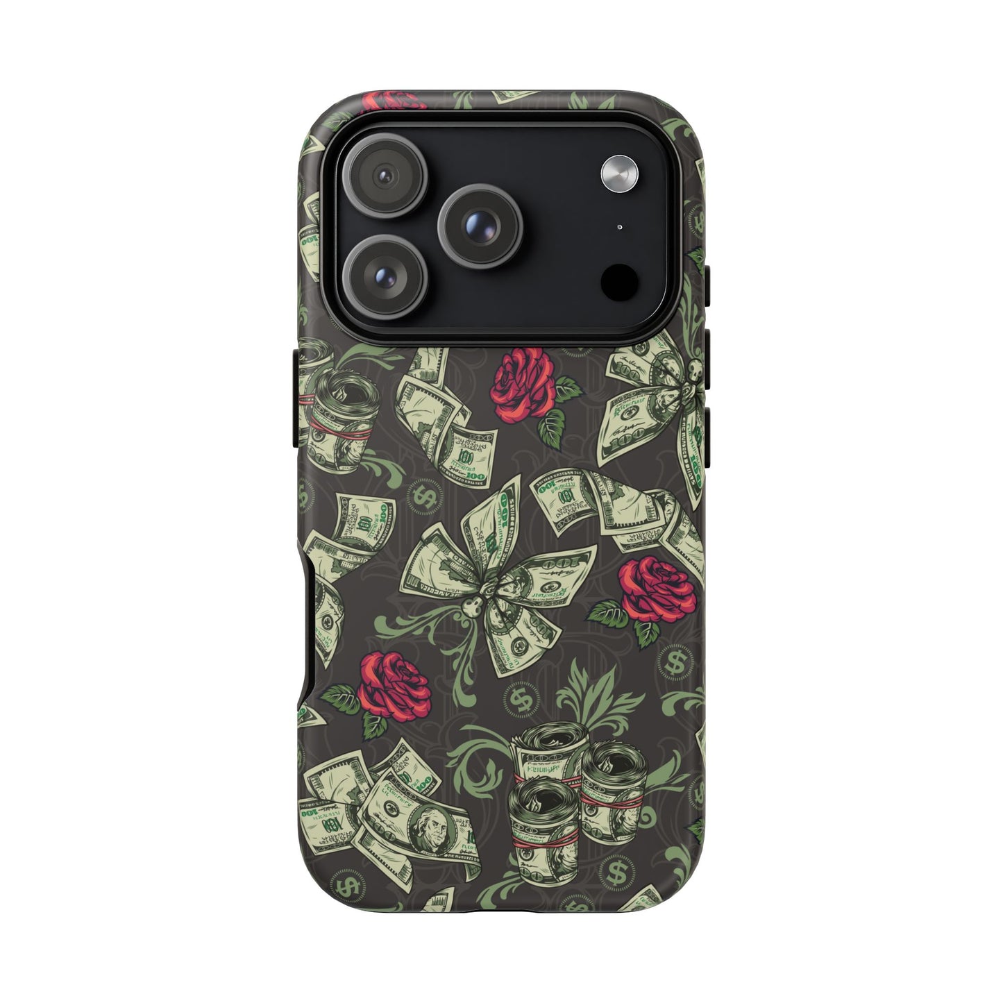 Money And Roses Tough Phone Case For Bold Urban Style Enthusiasts Dual Layer Protection With Cash And Rose Print