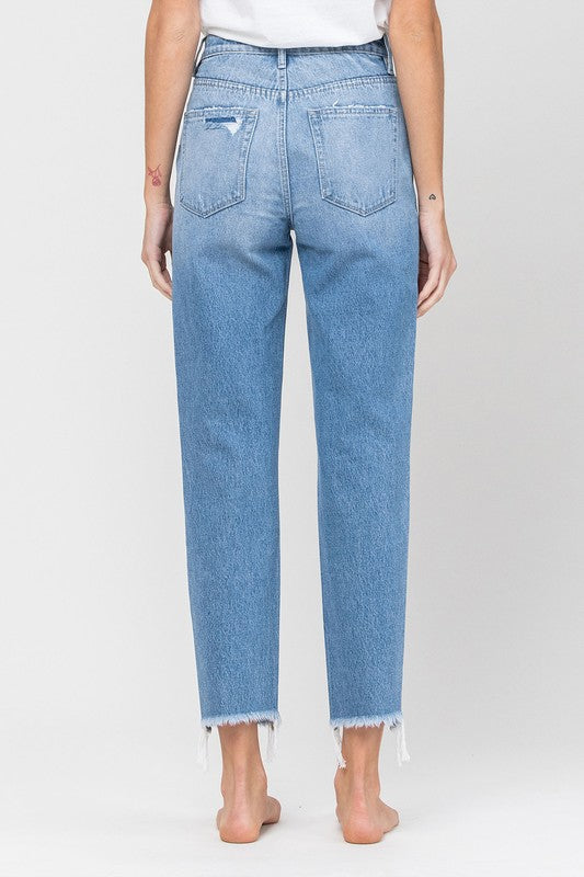 Distressed Raw Hem Mom Jeans VERVET by Flying Monkey