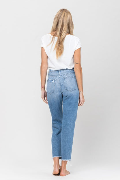 Distressed Raw Hem Mom Jeans VERVET by Flying Monkey