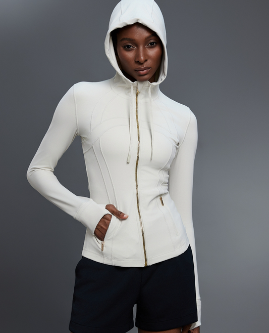 Yoga Slim Fit Hooded Sports Fitness Long Sleeved Jacket