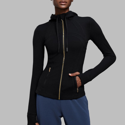 Yoga Slim Fit Hooded Sports Fitness Long Sleeved Jacket