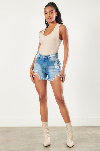 Radiant Rebel Distressed Denim Shorts