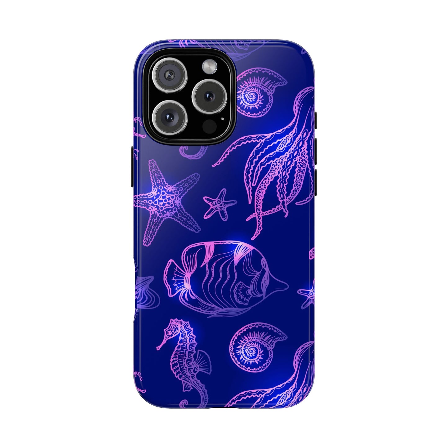 Ocean Glow Neon Sea Creatures Phone Case Dual Layer Shockproof Shield For Ocean Lovers