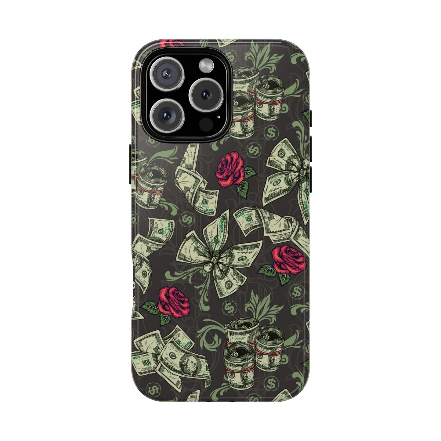 Money And Roses Tough Phone Case For Bold Urban Style Enthusiasts Dual Layer Protection With Cash And Rose Print