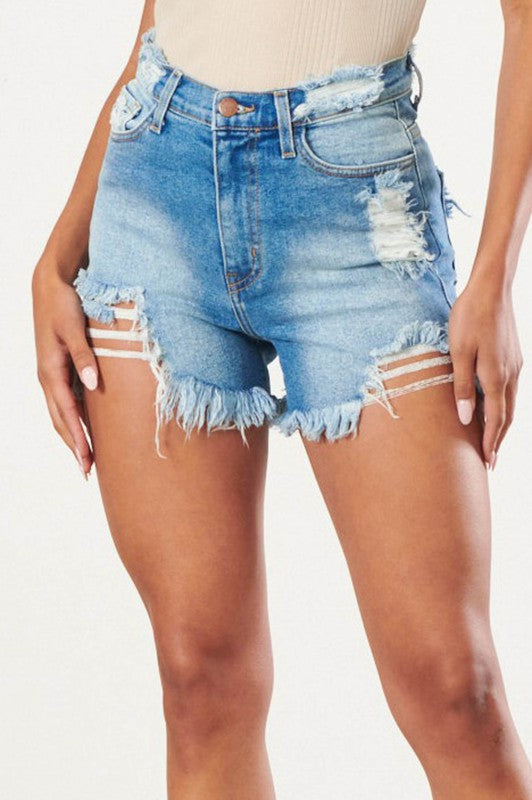 Radiant Rebel Distressed Denim Shorts