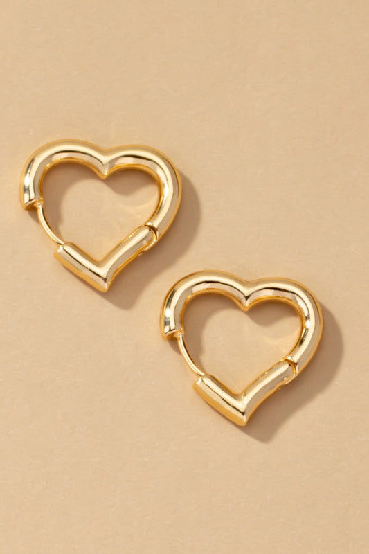 Heart Hinged Huggie Hoop Earrings