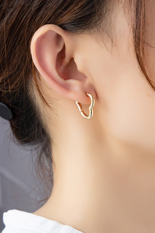 Heart Hinged Huggie Hoop Earrings