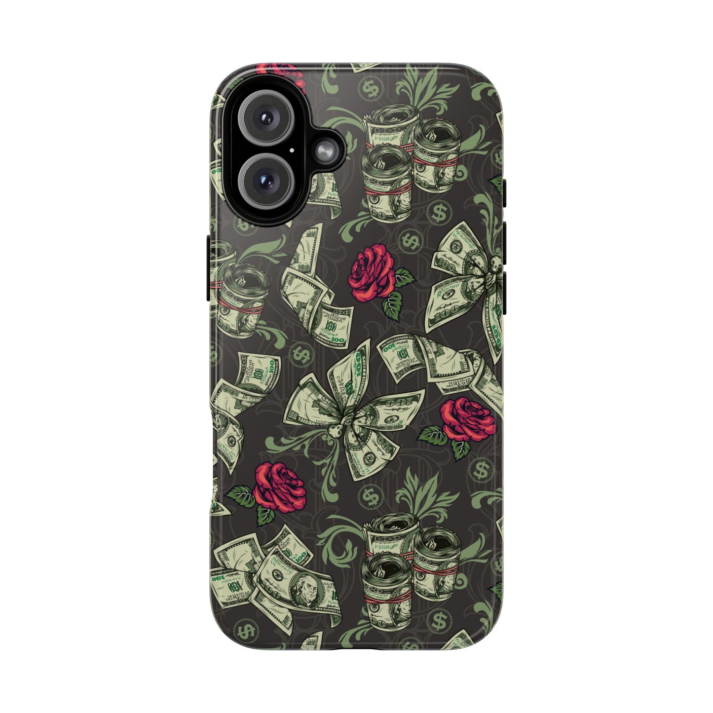 Money And Roses Tough Phone Case For Bold Urban Style Enthusiasts Dual Layer Protection With Cash And Rose Print