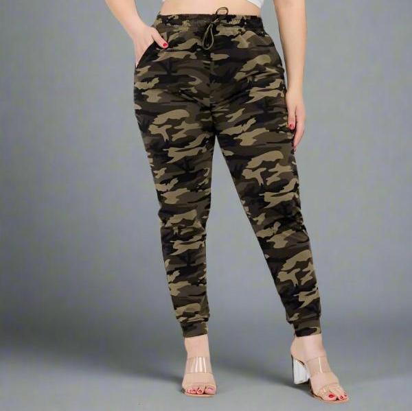 French Terry Camo Print Joggers - Soft & Stretchy Women's Joggers Small - 3X