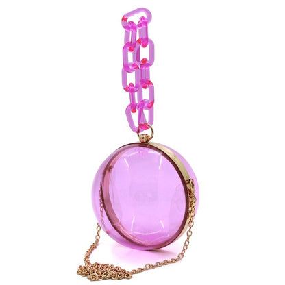 Acrylic Chain Handle See Thru Ball Crossbody Bag