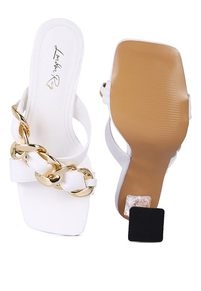 Day In London: Clear Heel Gold Chain Sandals