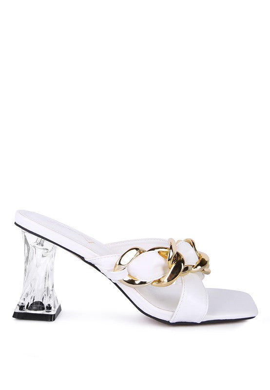 Day In London: Clear Heel Gold Chain Sandals