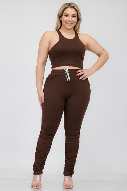 Plus Size Luxe Tank & Ruched Pants Set - Trendy, Comfy, Chic!