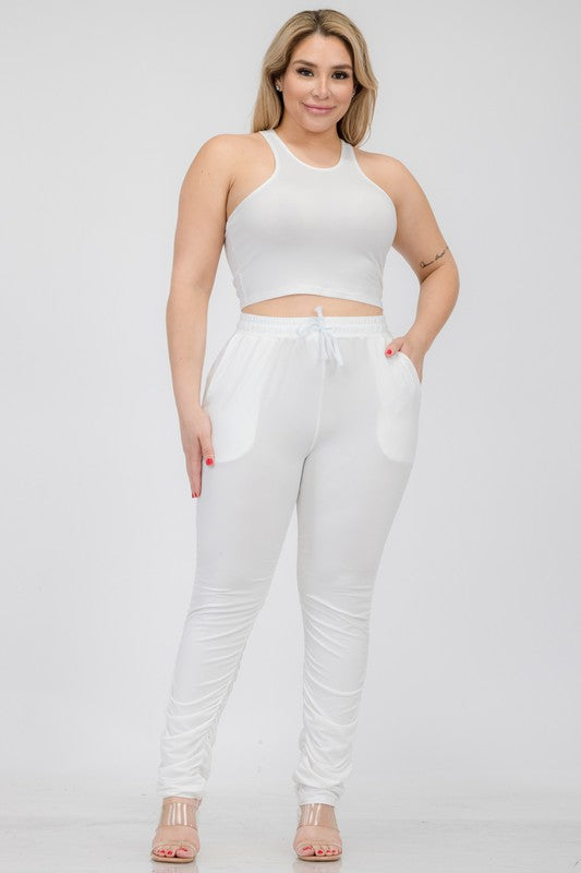 Plus Size Luxe Tank & Ruched Pants Set - Trendy, Comfy, Chic!